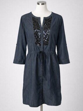 DKNY Jeans Sequin Embellished Shirtdress
